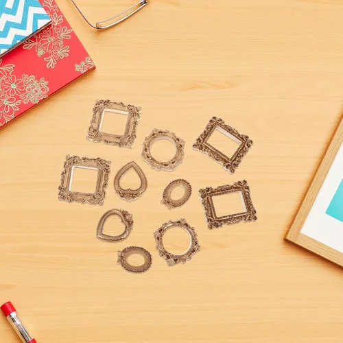 Vista 9 de 10pcs Tiny Golden Vintage Resin Picture Frames for DIY Crafts