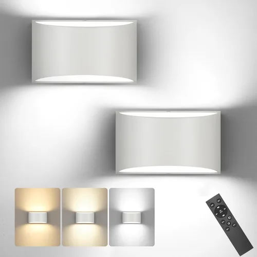 Vista 9 de TRLIFE Apliques de pared regulables, 3000K/4000K/6000K seleccionables, apliques de pared modernos de 12W LED de aluminio, juego de 2 luces de pared