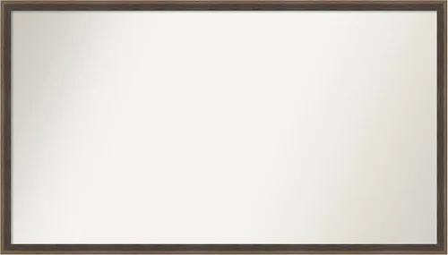 Vista 45 de Amanti Art Brown Bathroom Mirror for Over Sink, 21x33 Custom Made Hardwood Wedge Mocha Rectangle Vanity Mirror, Large Modern Wood Frame, Hangs
