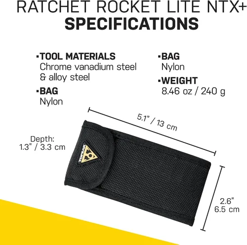 Vista 7 de Topeak Ratchet Rocket Lite NTX+ Kit de herramientas de reparación de bicicletas, multiherramienta compacta de 19 funciones con par de torsión