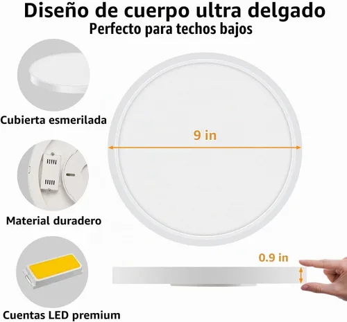 Vista 5 de Lámpara de techo LED de montaje empotrado, luz de techo de perfil bajo de 9 Blanco
