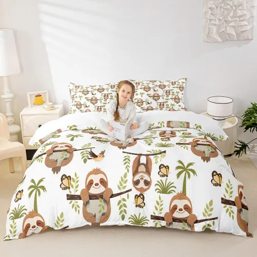 Vista 14 de Feelyou Funda de edredón de elefante de dibujos animados para niños, tamaño individual, juego de ropa de cama de cocodrilo para niños y niñas, funda