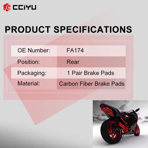 Vista 6 de CCIYU Pastillas de freno de motocicleta aptas para Honda, para Suzuki, para Yamaha, pastillas de freno traseras de fibra de carbono