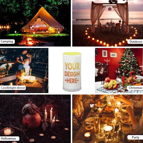 Vista 7 de Velas LED sin llama personalizadas que funcionan con pilas con temporizador remoto que cambia de color, personaliza fotos y texto, hazlo tú mismo tu