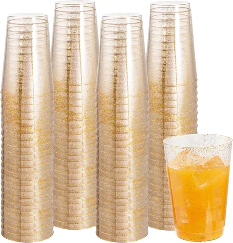 Vista 7 de I00000 Paquete de 100 vasos de plástico dorados de 12 onzas, vasos de 12-oro-100