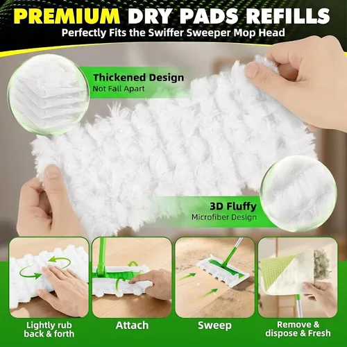 Vista 4 de Paños secos resistentes compatibles con trapeador Swiffer, trapeador