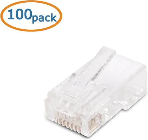 Vista 6 de Cable Matters Paquete de 100 enchufes modulares Cat 6 RJ45 para cable de gran diámetro, chapado en oro de 50 µ, conector RJ45 Cat6, conector