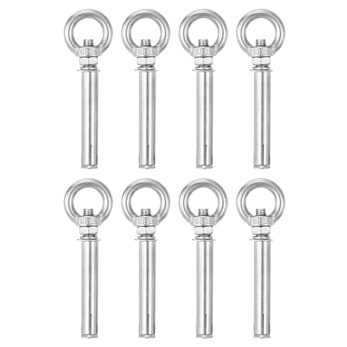 Vista 8 de uxcell Aro de elevación de la expansión, 8pcs M6x50mm 304 tornillo de expansión de acero inoxidable con anillo de ojo para pared de ladrillo