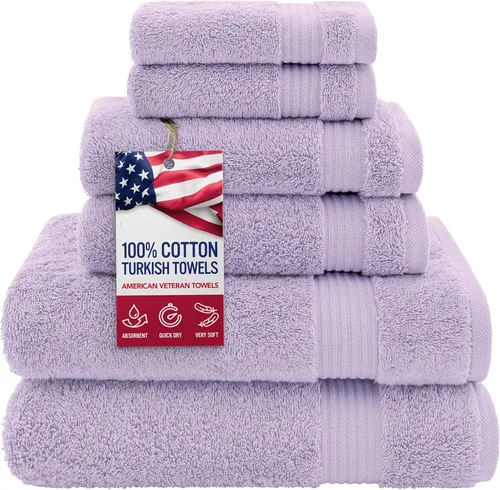 Vista 34 de Juego de toallas American Veteran Towel, de lujo, 6 piezas de algodón 100 % turco para máxima suavidad y absorción, para hotel y spa