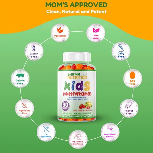 Vista 5 de SHIFAA NUTRITION Gomitas Multivitamínicas Halal para Niños, Suministro de 45-90 Días, con Todas las Vitaminas Esenciales para Niños. Vitaminas
