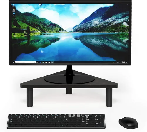 Vista 3 de Furinno Turn-N-Tube - Elevador de monitor para monitor, elevador de monitor de esquina triangular de 19.6 pulgadas de ancho, soporte para Espresso