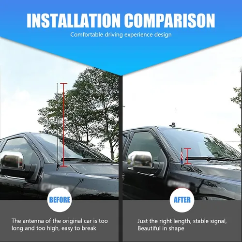 Vista 3 de 1 pieza de antena de bala modificada para coche, antena decorativa personalizada antirrobo con bandera americana de 5.5", señal estable
