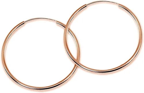 Vista 3 de Pendientes de aro unisex de plata de ley con destello de oro rosa de 0.079in de alto pulido, redondos, ligeros