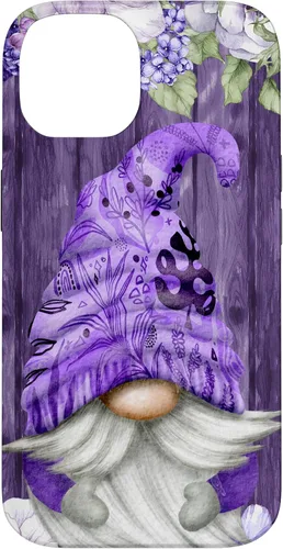 Vista 4 de Cute Purple Aesthetic Anemones Flower Pattern Lavender Gnome Case for iPhone 17
