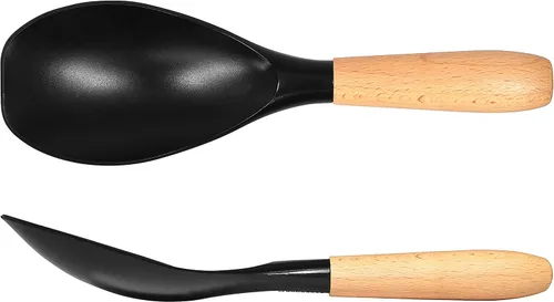 Vista 6 de Seki Japan - Elegante herramienta de cocina, flexible, antiadherente, resistente al calor, cuchara de cocina de nailon con mango de madera