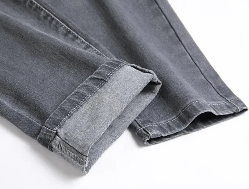Vista 6 de Jeans elásticos ajustados para hombre, jeans ajustados rasgados para hombre, pierna recta, cómodos, cintura flexible, pantalones de mezclilla tipo