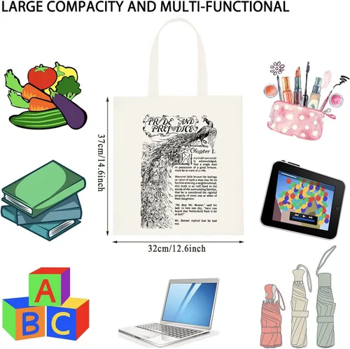 Vista 2 de WCGXKO Bookish Gift Literary Gift Pride Book Lover Canvas Tote Bag