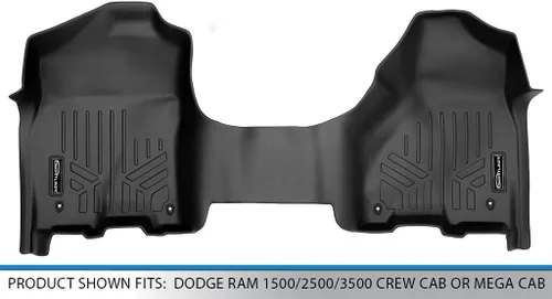 Vista 4 de SMARTLINER - Alfombrillas de ajuste personalizado de una pieza para la 1ª fila, compatibles con Ram 1500 2013-2018