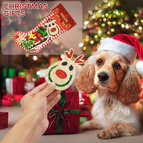 Vista 7 de MON2SUN 11Count - Calcetín de Navidad para perros pequeños 11 Count Pack, Ready-To-Gift Format, Assorted Chew Shapes, Festive Display
