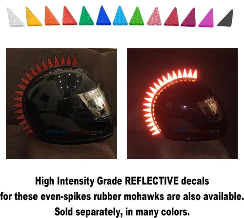 Vista 6 de customTAYLOR33 Even Spikes Mohawk - Accesorio de goma para casco (casco no incluido)