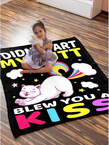Vista 3 de Divertida manta de gato de regalo para niñas y niños, manta de franela suave de 40 x 50 pulgadas, regalo divertido para adolescentes, mujeres