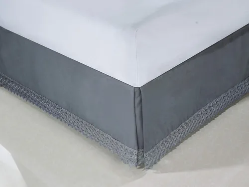 Vista 2 de Elegant Comfort ™ Plataforma de microfibra suave y sedosa con flecos de encaje, resistente a las arrugas y a la decoloración con caída de 15 pulgadas