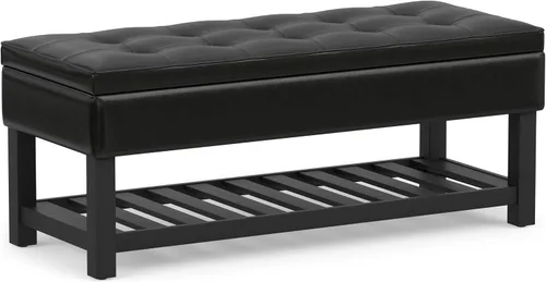 Vista 19 de SIMPLIHOME Cosmopolitan - Otomana rectangular con aspecto de lino de 44 Cloud gris