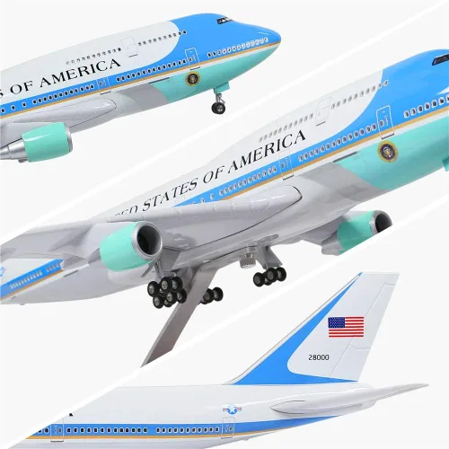 Vista 5 de 24-Hours 18" 1:130 Modelo Jet United States Air Force One Plane B747 Modelo Kits de aviones de exhibición de avión fundido a presión para adultos
