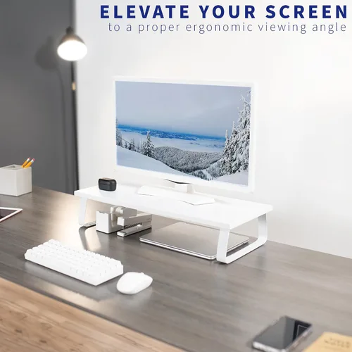 Vista 7 de VIVO Soporte para monitor de 24 pulgadas, elevador de escritorio de madera y acero, pantalla, teclado, portátil, escritorio ergonómico de TV pequeño
