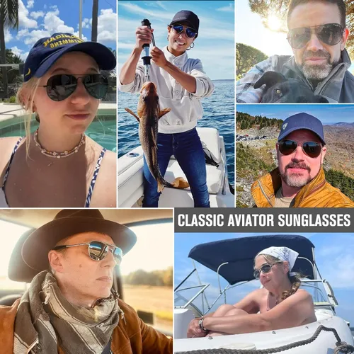 Vista 6 de Pro Acme Gafas de sol clásicas polarizadas para mujeres y hombres marco de metal moderno con lente de espejo de protección UV400 se ve genial Marco