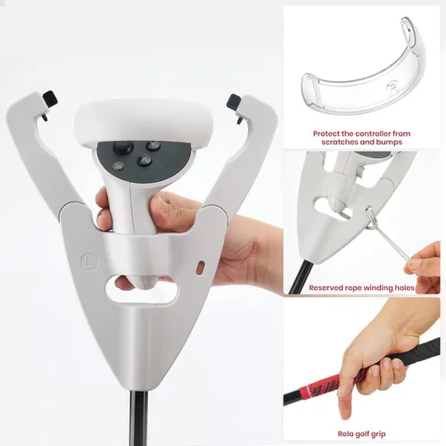 Vista 3 de VR Golf Club Handle Accessory - CODOGOY Golf Club Adapter Handle Attachment Compatible with Oculus Quest 2 Meta Rift S Designed for VR Games Like