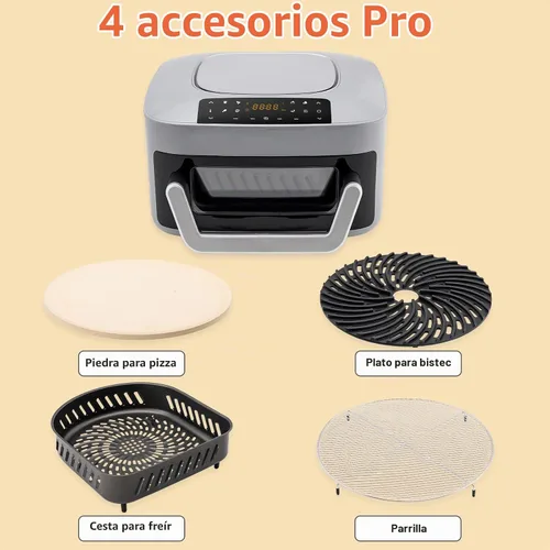 Vista 3 de Freidora de aire 8 en 1 calefacción superior e inferior, horno