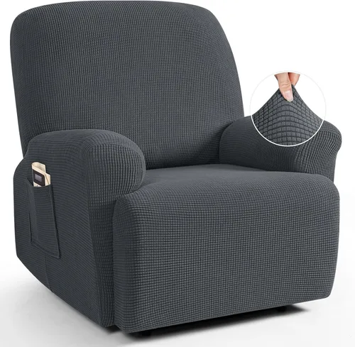 Vista 69 de TAOCOCO Funda reclinable de 4 piezas, funda elástica para sofá reclinable de 4 piezas, funda reclinable con 1 asiento, protector de sofá suave