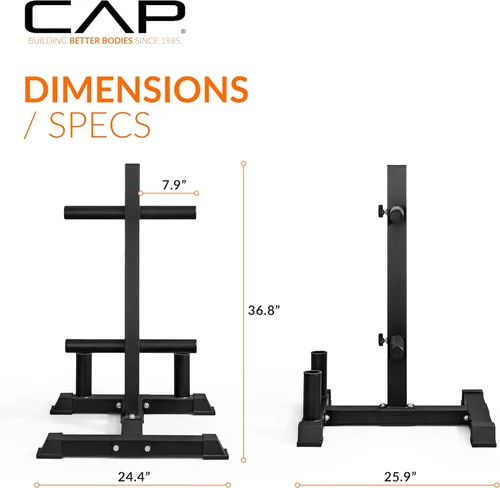 Vista 4 de CAP Olympic Bumper Plate Tree Rack with Barbell Holders, Heavy-Duty Weight Plate Storage Rack for Home Gym, Steel Olympic Plate Organizer Stand