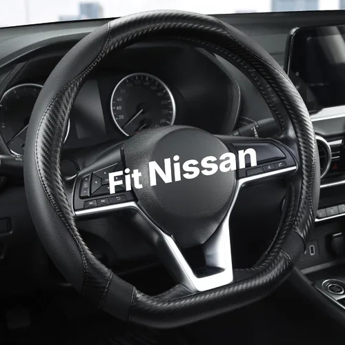 Vista 9 de West Llama Funda para volante de automóvil de fondo plano para Nissan, cubierta de volante en forma de D para Rogue, Altima, Kicks negro