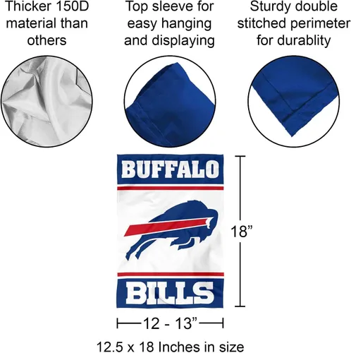 Vista 3 de Bandera de jardín de doble cara con logo blanco de Buffalo Bills
