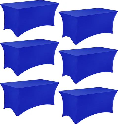 Vista 38 de Paquete de 2 manteles rectangulares de elastano de 6 pies, lavables, resistentes a las arrugas, para mesas plegables, bodas, fiestas, cumpleaños