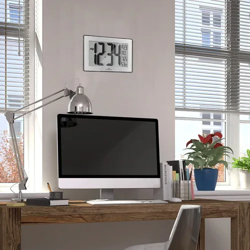 Vista 8 de Marathon CL030068 - Reloj de pared panorámico con soporte de mesa Acero inoxidable cepillado