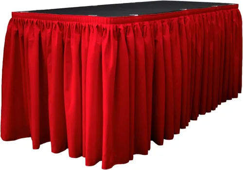 Vista 58 de LA Linen Falda de mesa de popelina de poliéster para mesas rectangulares, tela plisada para banquetes de boda, 14 pies por 29 pulgadas de largo