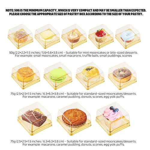 Vista 3 de BenRan Caja de pastel de luna de 3.53 oz, 3 contenedores de flan mini 100 g