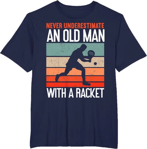 Vista 11 de Camiseta divertida de pádel "Never Underestimate An Old Man With A Racket, Negro