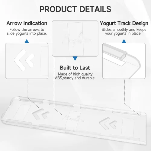 Vista 5 de SOPHICO Organizador para Refrigerador, 4 Deslizadores de Capacidad para Refrigerador, Soporte para Yogur con Cintas Adhesivas para Yogur Griego