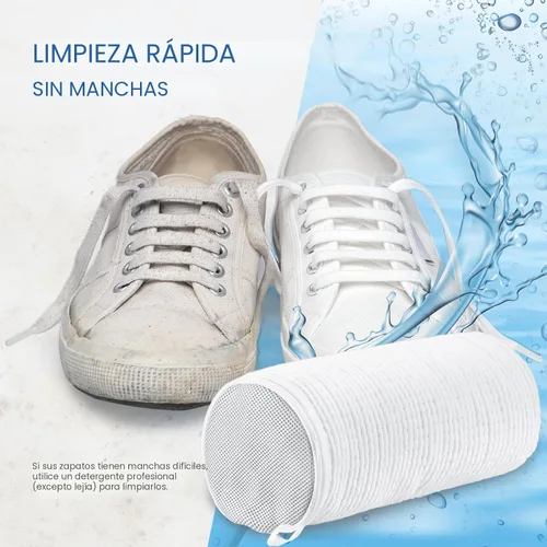 Vista 3 de Bolsa de lavado de zapatos para lavadora, fibras esponjosas que mantienen una limpieza envolvente de 360, árboles de zapatos ajustables, cremallera