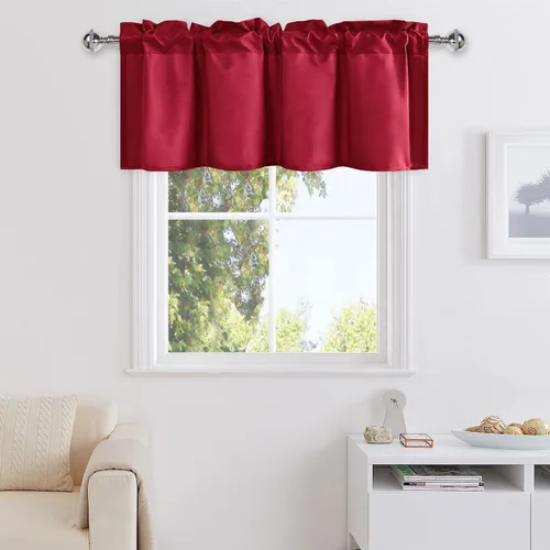 Vista 40 de DWCN Cortinas de Cenefa para Sala de Estar, Cocina, Baño/Sótano - Aqua Sólido, 1 Panel, 42 x 12 Pulgadas, Oscurecimiento de Habitación Solid Short