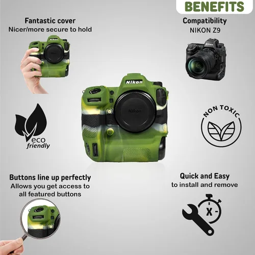 Vista 3 de Funda de cámara para Nikon Z9 - Funda protectora de silicona para cámara réflex digital, jaula desmontable, a prueba de golpes, a prueba de polvo
