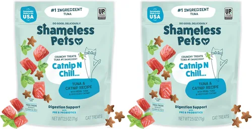 Vista 14 de Shameless Pets Golosinas para gatos con Catnip y pollo para la salud digestiva, crujientes