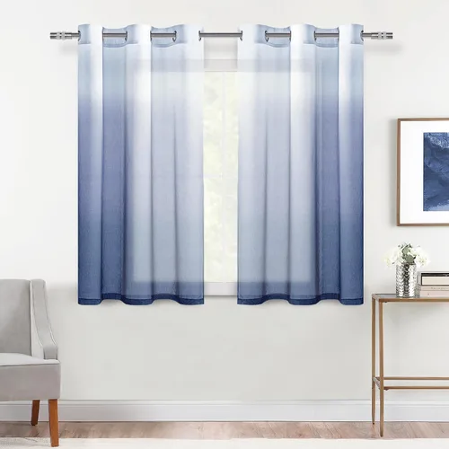 Vista 35 de DWCN Cortinas Transparentes Ombré - Cortinas de Lino Sintético con Gradiente Semi Voile con Ojales en la Parte Superior para Dormitorio y Sala