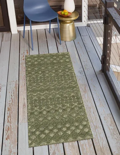 Vista 37 de Unique Loom Alfombra de área de la colección texturizada Trellis para exteriores, color osage, 2 x 3 pies, rectangular, color aguamarina