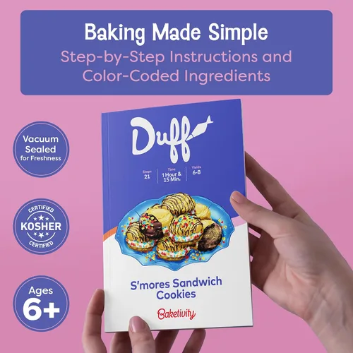 Vista 3 de Duff Goldman - Juego de hornear de bricolaje para niños por Baketivity - Hornea deliciosas galletas sándwich de S'mores con ingredientes previamente