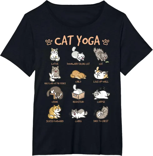 Vista 39 de Cat Yoga Poses Cats Practicing Mindfulness Meditación Kitten - Camiseta, Negro, S